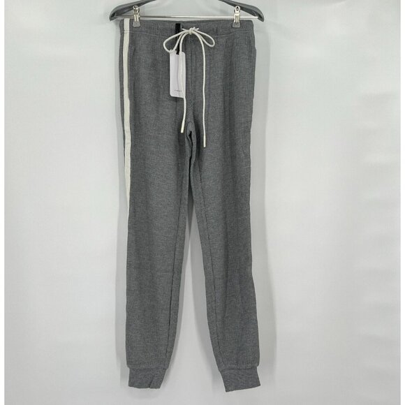 Varley Pants - Varley Kelvin Jogger Lounge Pants Waffle Knit Gray Marled/White Side Stripe XS
